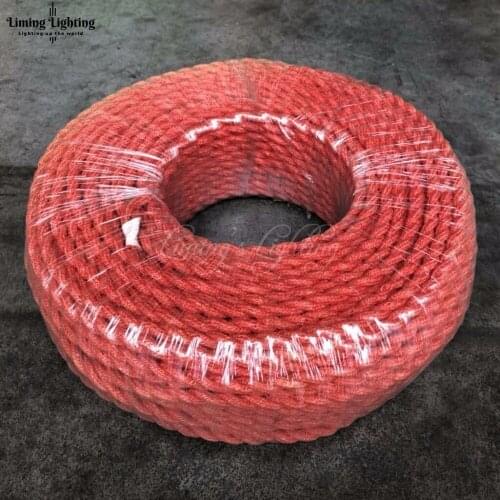 100m/lot 2x0.75 Vintage Red Color Rope Wire Twisted Cable Retro Braided Electrical Wire DIY Pendant Lamp Wire Vintage Lamp Cord