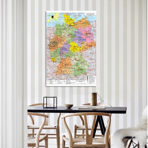 150*100 cm The Germany Transportation Map Political Map In French Wall Poster Vinyl Canvas Painting School Supplies Home Decor