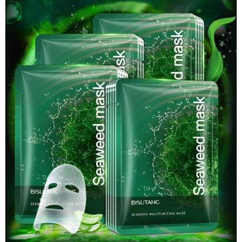 3pcs Seaweed Face Mask Moisturizing Algae Oil Control Mask Whiten Facial Skin Care Shrinkage Pores Oil-Control Beauty Face Masks