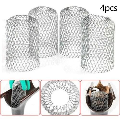 4Pcs Metal Mesh Roof Gutter Filters Aluminum Gutter Guard Strainer Stop Leaf Blockage Drain Pipe Net Cover