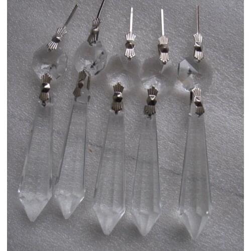 60mm crystal u-drop prism + octagon beads with metal hook for crystal glass chandelier parts