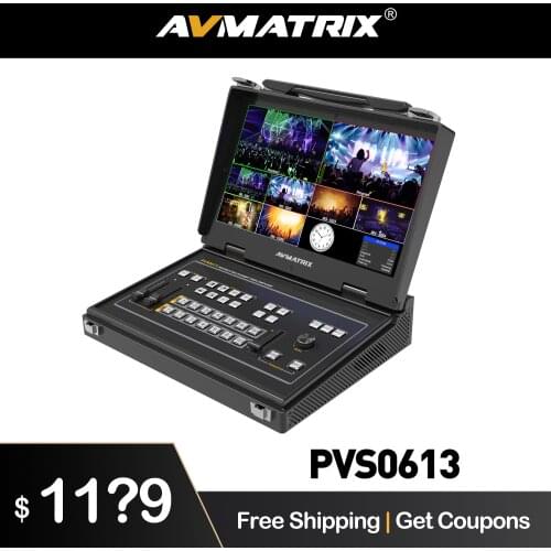 AVMATRIX PVS0613 13.3" Portable 6CH SDI/HDMI Multi-Format Video FHD LCD Switcher With PiP mode, Audio Mixer, GPIO Interface