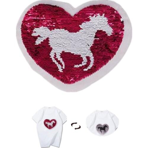 Biker Patch Deal with it Clothes Diy 220mm Horse Sequins Patches For Clothing Reversible Change Color AB Stickers Strange things
