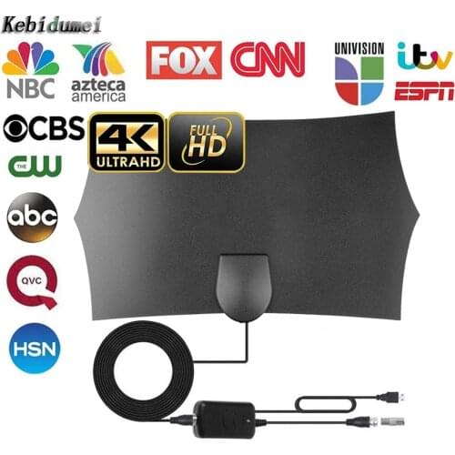 Kebidumei HD 4K TV Antenna Digital Indoor HDTV 1080P Signal Receiver Amplifier TV Stick 300 Mile Range Digital For VHF UHF