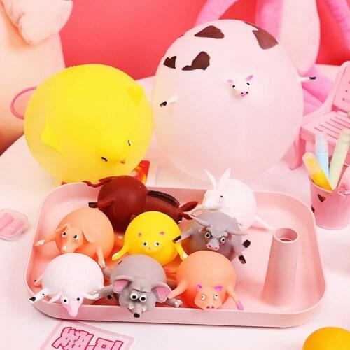Kids Cute Inflatable Cartoon Animal Antistress Toys Rubber Decompression Venting for Children Anti Stress Relief Ball Juguetes