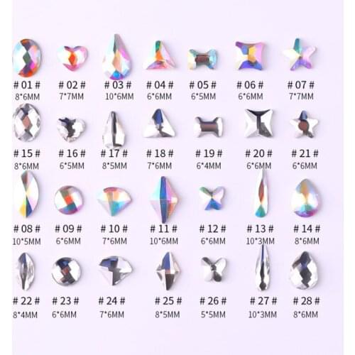 Nail Art Stone and Glitter Glass Beads Square AB Clear Crystal Rhinestones Mix Decoration in Jar Shiny Nail Stones Charm