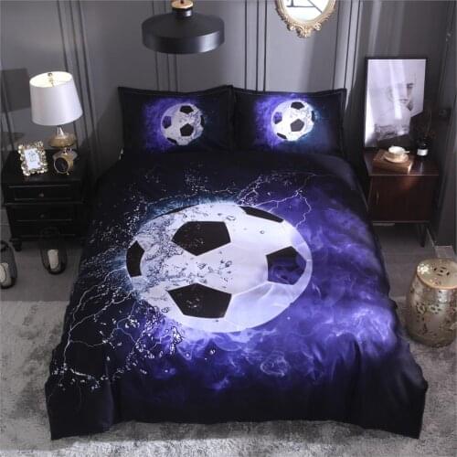 Bedding Sets 2/3pcs 3D Duvet Cover Bed Sheet Pillow Cases Size single King Blue Football gife