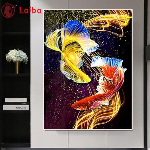 Colorful Rich Fish Painting DIY Diamond Painting diamond Embroidery fish art 5d mosaic Diamond cross stitch Salon decoracion