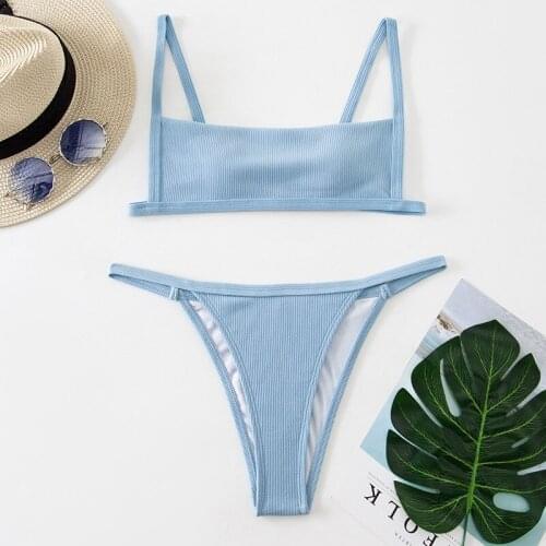 Summer bikini 2021 new swimsuit womens fashion Solid color sexy Swimsuit Bikini two piece bathing suits for women