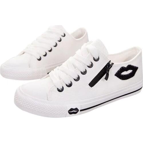 Summer New Breathable Canvas Shoes Womens Flat Bottom Fashion Lace-Up White Shoes All-Match Non-Slip Sports Shoes Student Shoes