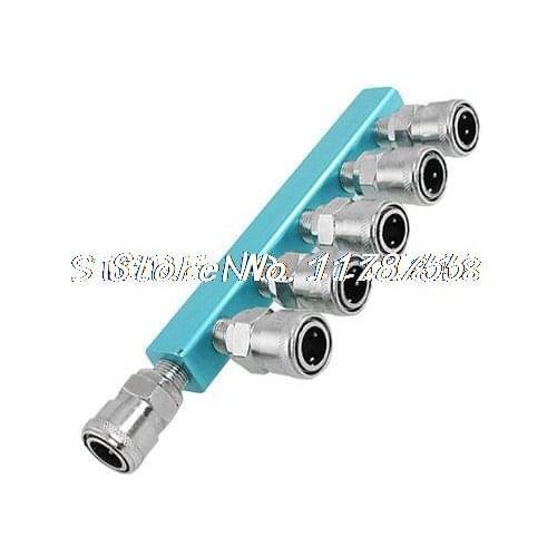 Metal One Touch Fitting 6 Way Air Hose Quick Coupler Connector