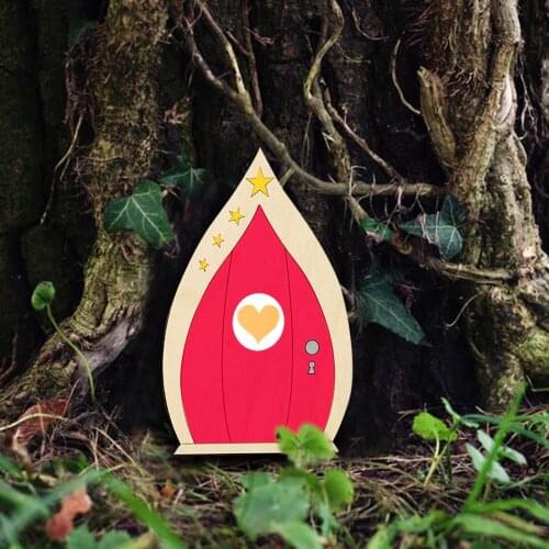Mini Door of Elf Hut Gnome Wooden Home Window and Door For Trees DIY Painting Fairy Garden Statue Yard Garden Decor, для сада