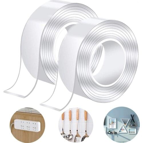 Reusable Double-Sided Adhesive Double Nano Traceless Tape Removable Sticker Washable Adhesive Cleanable Home Glue Gadget