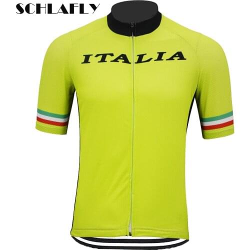 MEN Italia cycling jersey short sleeve summer bike wear yellow retro jersey road green jersey clothing bicycle clothes schlafly