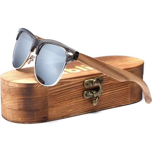 Ablibi Classic Rimless Mens Polarized Wood Sunglasses for Men & Women with 100% UV Blocking, HD Lenses in Wood Box
