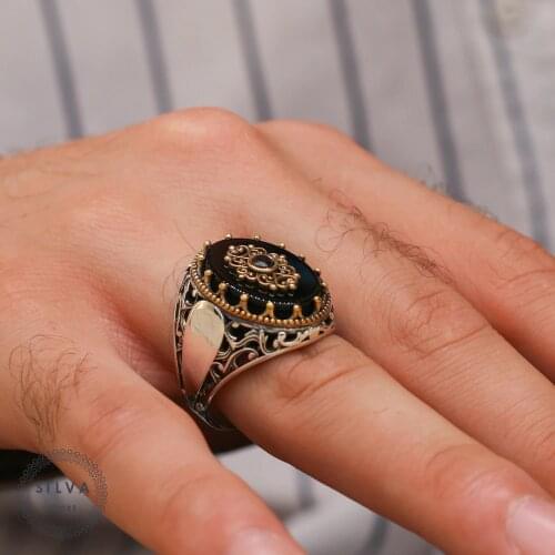 Agate Aqeeq 925 silver mens ring. Mens jewelry stamped with silver stamp 925 All sizes are available