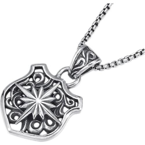 BOCAI Real Solid s925 Silver Jewelry Punk Rock Stylish Personality Sunflower Shield 2021 Trendy Skateboarding Man Pendant