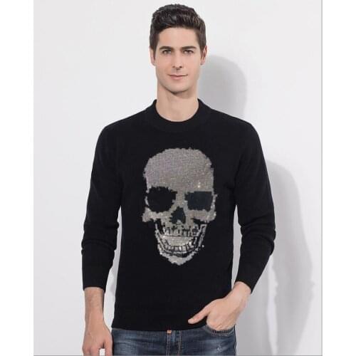Sweaters Diamond stone men Skull sweater mens thickening slim winter pullover sweater man clothing