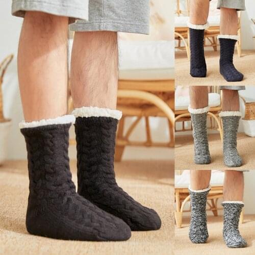 Winter Indoor Floor Sock Thick Warm Cotton Lined Fleece Non-slip For Men Socks Thermal Carpet 2021 Sock Fluffy Socks Luxury