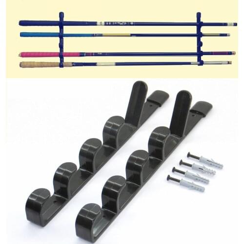 Pair Wall Mount Fishing Rod/Cue Holder Horizontal 5-Rod Black Fishing Rod Rack