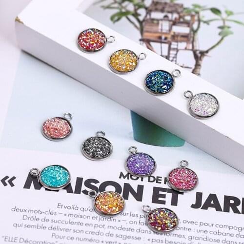 Jewelry making charms10 pieces / bag flash all star resin accessories new 14 mm color mixing balance for ladies jewelry necklace