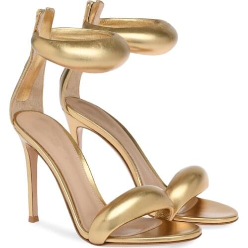Brand High Heels Gladiator Sandals Versatile Open Toe Zip Sexy Temperament One Word Thin Heel Sandals Womens Gold Dress Shoes