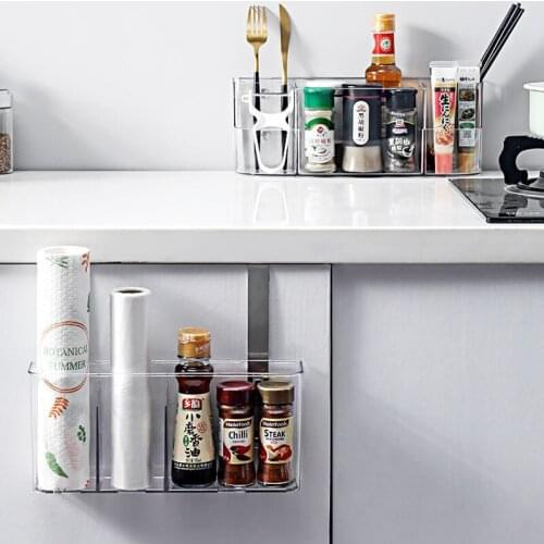 Transparent Hanging Basket Bathroom Storage Containers Makeup Organizer Kitchen Cabinet Storage Seasoning Bottle Storage Rack