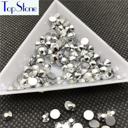 Topstone Nail Rhinestone Flatback ss3-ss34 Silver Hematite Color Glass Crystal Glue On Non Hotfix Rhinestones