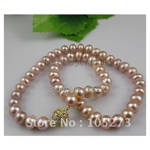 Amazing!pearl necklace purple color Genuine Freshwater pearl Rhinestone Magnet clasp Free shipping 10pcs/lot A2584