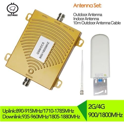 ZQTMAX 2G 4G Mobile Signal Amplifier GSM 900mhz DCS 1800mhz Dual Band Repetidor lte data Celular signal booster + full antenna