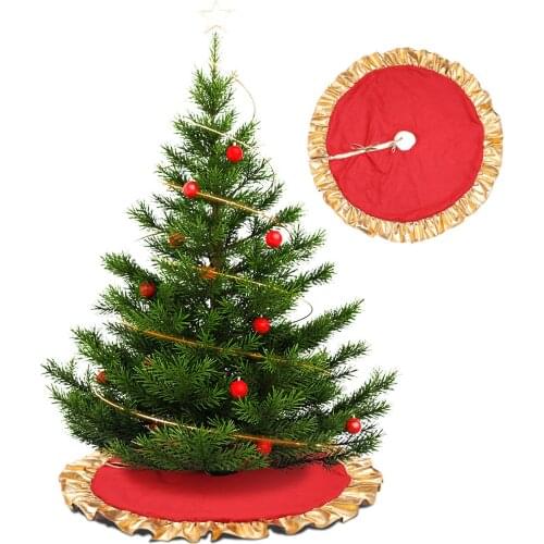 35inch Christmas Tree Skirt Red Xmas Tree Ornaments For White Soft Plush Christmas Tree Mat With Snowy Pattern Decorations Xmas