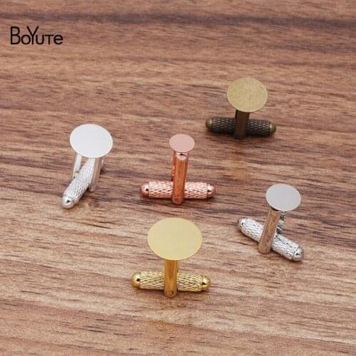 BoYuTe Custom Made (200 Pieces/Lot) Threaded Rod Cuff Links Welding 6-8-10-12MM Flat Base Handmade DIY Shirt jewelry accessories