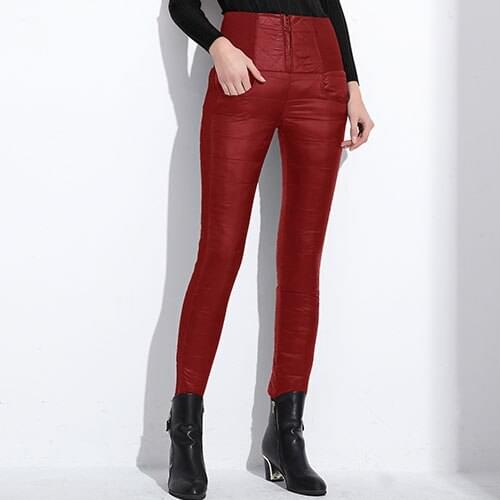 Female Warm Trousers Legging High Waist Pants Winter Women Down Pants Plus Size Velvet Trousers Thickening Slim Thermal