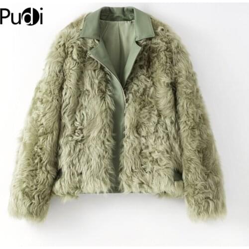 Womens Winter Real Sheep Fur Coat Overcoat Leisure Female Sheep Skin Motocycle Jacket Clothing B401704