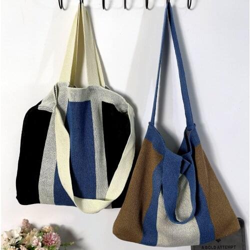 Winter Fashion Original Style Girls Shoulder Bag Large-capacity Shopping Handbags Knit Design Ladies Classic Tote