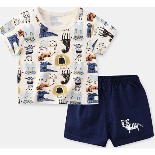 ZWF860 Boys Clothes T-Shirt+Shorts Cotton New Toddler Boys Clothing Children Summer Boys Clothes Cartoon Kid Boy Clothing Set