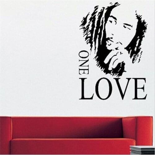1PCS 43x61cm Bob Marley ONE Love Vinyl Wall Decal Sticker Dorm Room Music Fan English proverbs Sticker