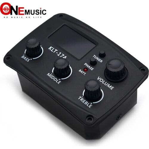 10pcs KLT-17A Acoustic Guitar EQ Preamp 70*48mm with Digital Procedding Tuner 3 Band EQ Equalizer with Tuner Guitar Pickup