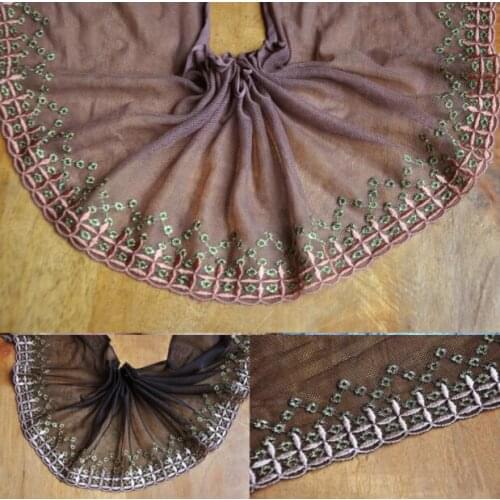 2 Meters Black Coffee Color Embroidered Lace Ribbon Wedding Lace Fabrics Patchwork Sewing Craft Doll Accessories 10CM