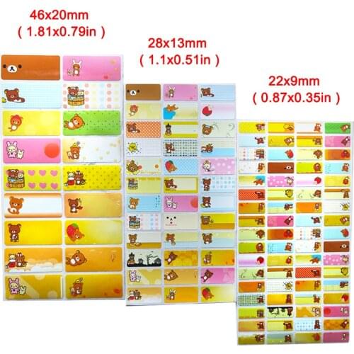 3 Size Custom Blank Name Stickers Cartoon Waterproof Little Bear Pattern Sticker Personalized Handwritten Label Stationery Tag