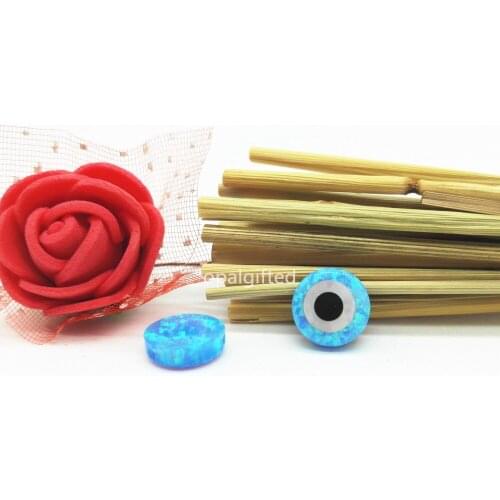 3pcs /lot Free Shipping 10mm OP06 Light Blue Synthetic Round Evil Eye Cabochon Opal with Mother of Pearl with High Quality