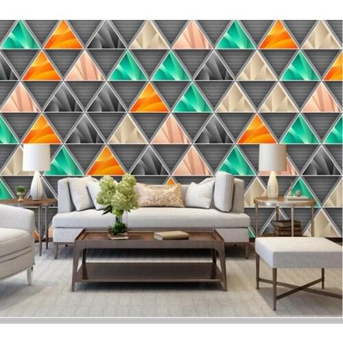 Papel de parede Minimalistic triangle geometric figures 3d wallpaper mural,living room tv wall bedroom wall papers home decor