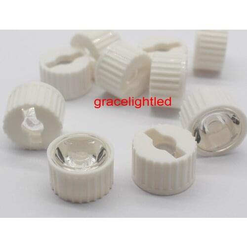 50pcs 5/8/15/25/30/45/60/90/120 degrees LED Lens With white Holder For 1W 3W 5W High Power LED Lamp Light
