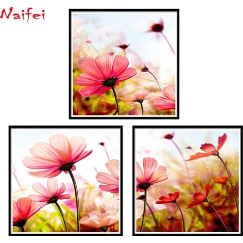 Full Square Round Drill 5D DIY Diamond Painting Pink Flower Diamond Embroidery Cross Stitch Kit Mosaic Landscape Home Docor Gift