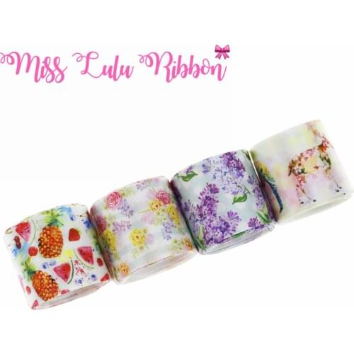 9mm-75mm Flower Series Pineapple Dreamcatcher Printed Single Face Satin Ribbon DIY Hair Bowknots 100yards/roll