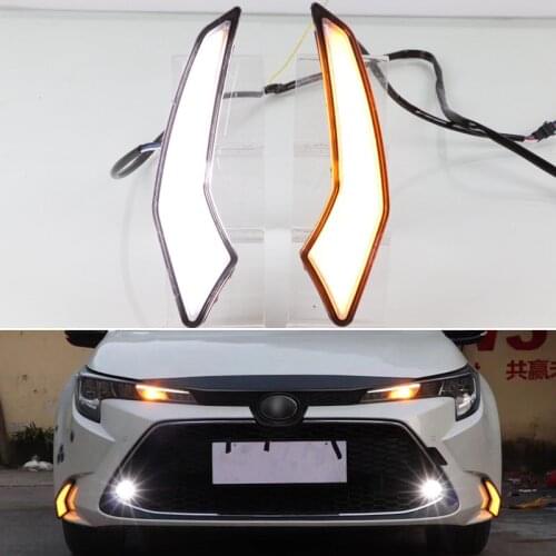 Car LED DRL Daylights For Toyota Corolla Hybrid 2019 2020 US Dynamic Yellow Turn Signal Daytime Running Light