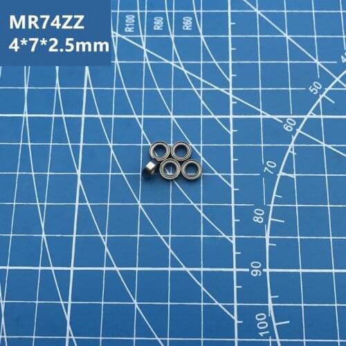 Free Shipping high quality MR74ZZ Bearing 10pcs 4*7*2.5 mm Stainless Steel Metal Shields SMR74 ZZ Ball Bearings Shielded 674ZZ