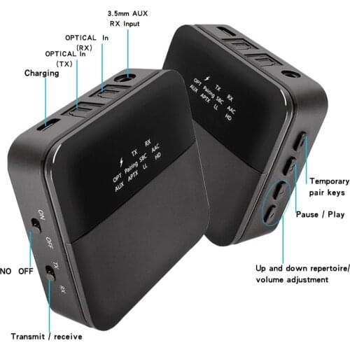 Wireless Bluetooth 5.0 Audio Transmitter Receiver AptX HD LL Low Latency CSR8675 Wireless Adapter RCA SPDIF 3.5mm Aux Jack for