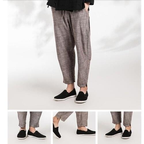 Top Quality Black Cotton Shoes Bruce Lee Vintage Chinese Kung Fu shoes Wing Chun Tai Chi Slipper Martial Art Pure Cotton Shoes