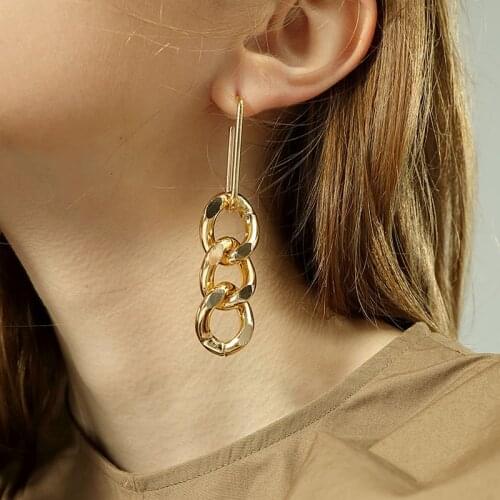 Long Thick Chain Dangle Hanging Earrings for Women Statement Cross Vintage Geometric Jewelry Boho Brincos 2020 Gold